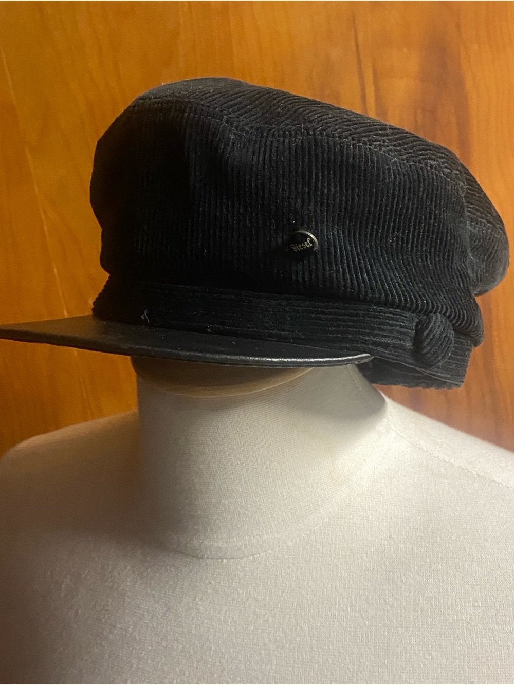 DIESEL Black Corduroy Cap Unisex with Brim Newsboy Vintage size 1 Italy VINTAGE